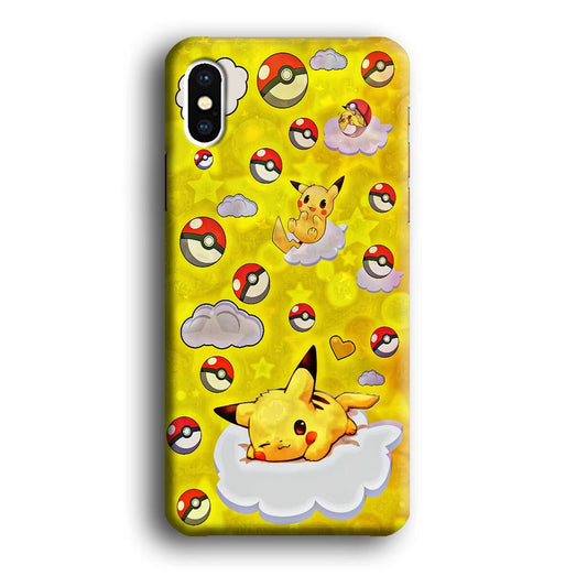 Pokemon Pikachu and Cloud iPhone X Case-Plastic / Full Wrap (3D Case)-Xtracase