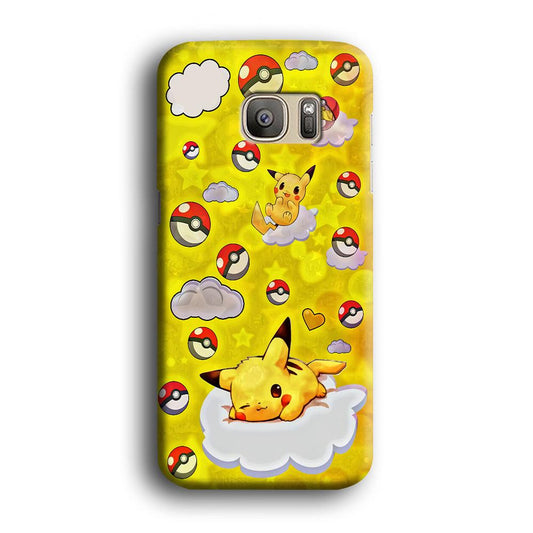 Pokemon Pikachu and Cloud Samsung Galaxy S7 Edge Case-Plastic / Full Wrap (3D Case)-Xtracase