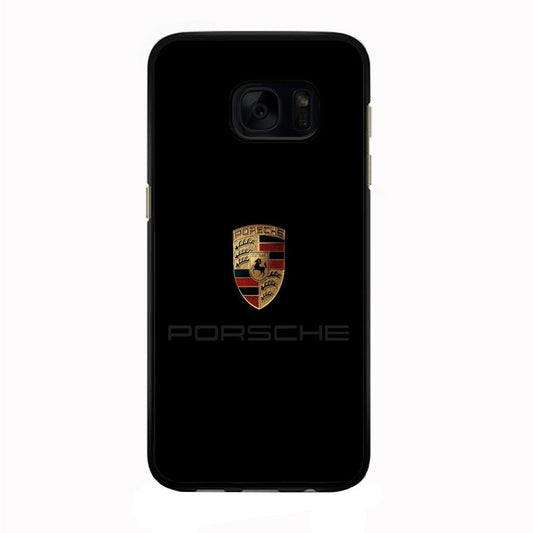 Porsche Logo Black Samsung Galaxy S7 Edge Case-Rubber / Black (2D Case)-Xtracase