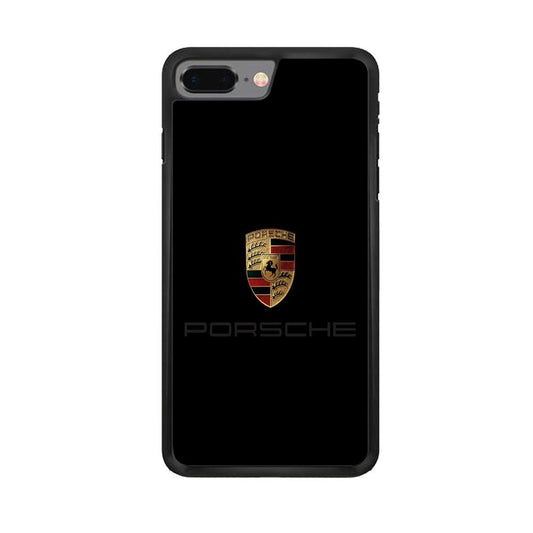 Porsche Logo Black iPhone 7 Plus Case-Rubber / Black (2D Case)-Xtracase