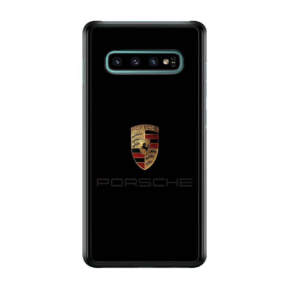 Porsche Logo Black Samsung Galaxy S10 Case-Rubber / Black (2D Case)-Xtracase