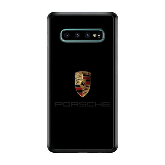Porsche Logo Black Samsung Galaxy S10 Case-Rubber / Black (2D Case)-Xtracase