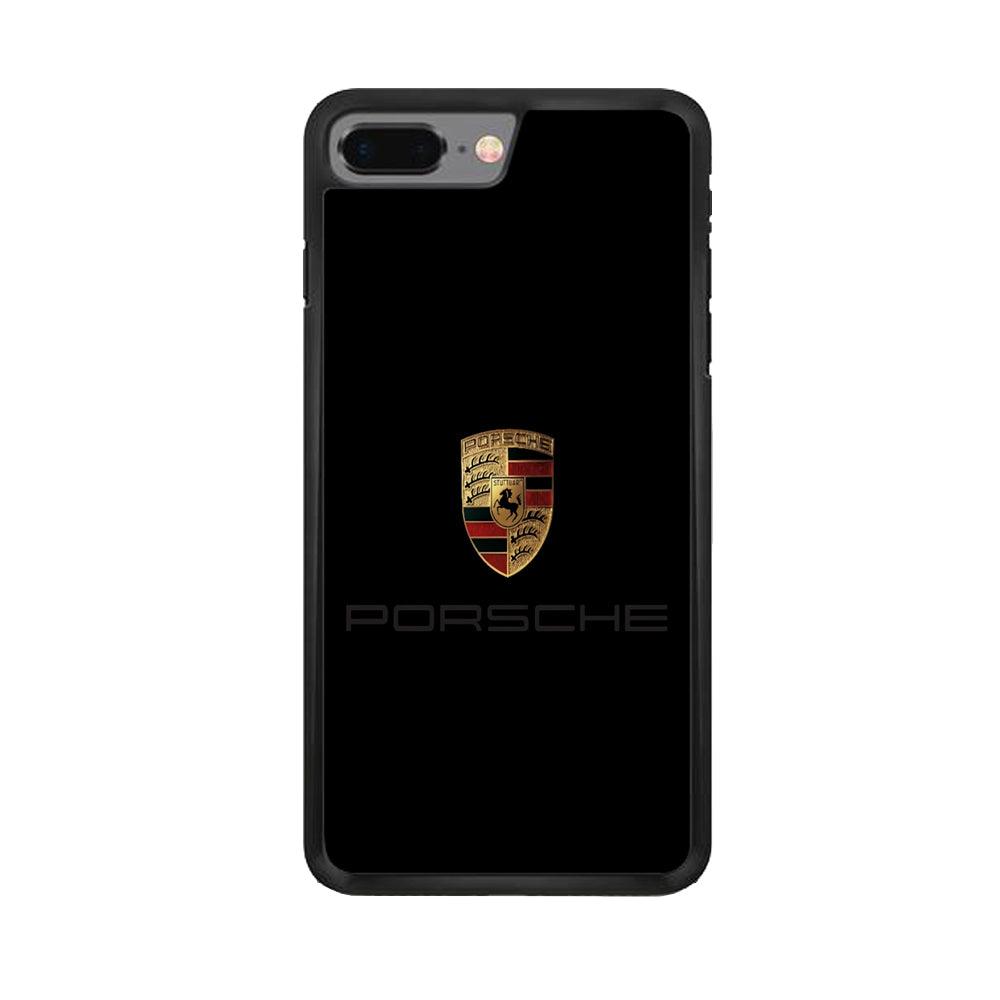 Porsche Logo Black iPhone 8 Plus Case-Rubber / Black (2D Case)-Xtracase