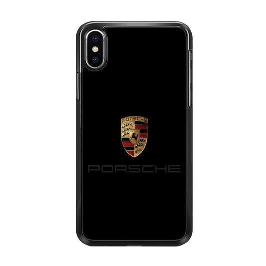 Porsche Logo Black iPhone Xs Case-Rubber / Black (2D Case)-Xtracase