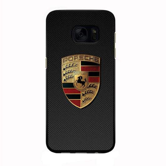 Porsche Logo Luxury Samsung Galaxy S7 Edge Case-Rubber / Black (2D Case)-Xtracase