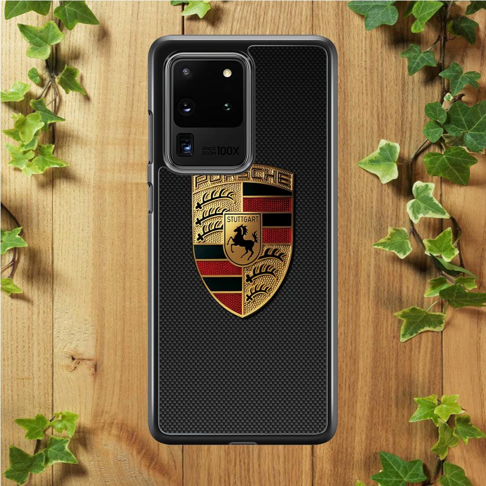 Porsche Logo Luxury Samsung Galaxy S20 Ultra Case-Rubber / Black (2D Case)-Xtracase