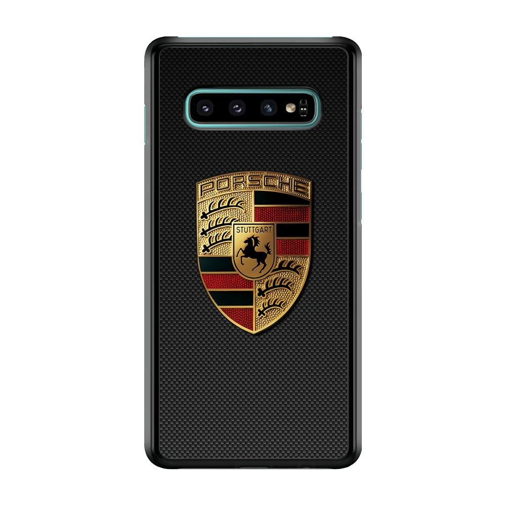 Porsche Logo Luxury Samsung Galaxy S10 Case-Rubber / Black (2D Case)-Xtracase