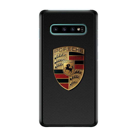 Porsche Logo Luxury Samsung Galaxy S10 Case-Rubber / Black (2D Case)-Xtracase