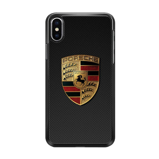Porsche Logo Luxury iPhone X Case-Rubber / Black (2D Case)-Xtracase