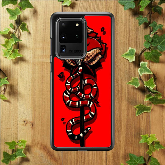 Red Rose Red Snake Samsung Galaxy S20 Ultra Case-Rubber / White (2D Case)-Xtracase