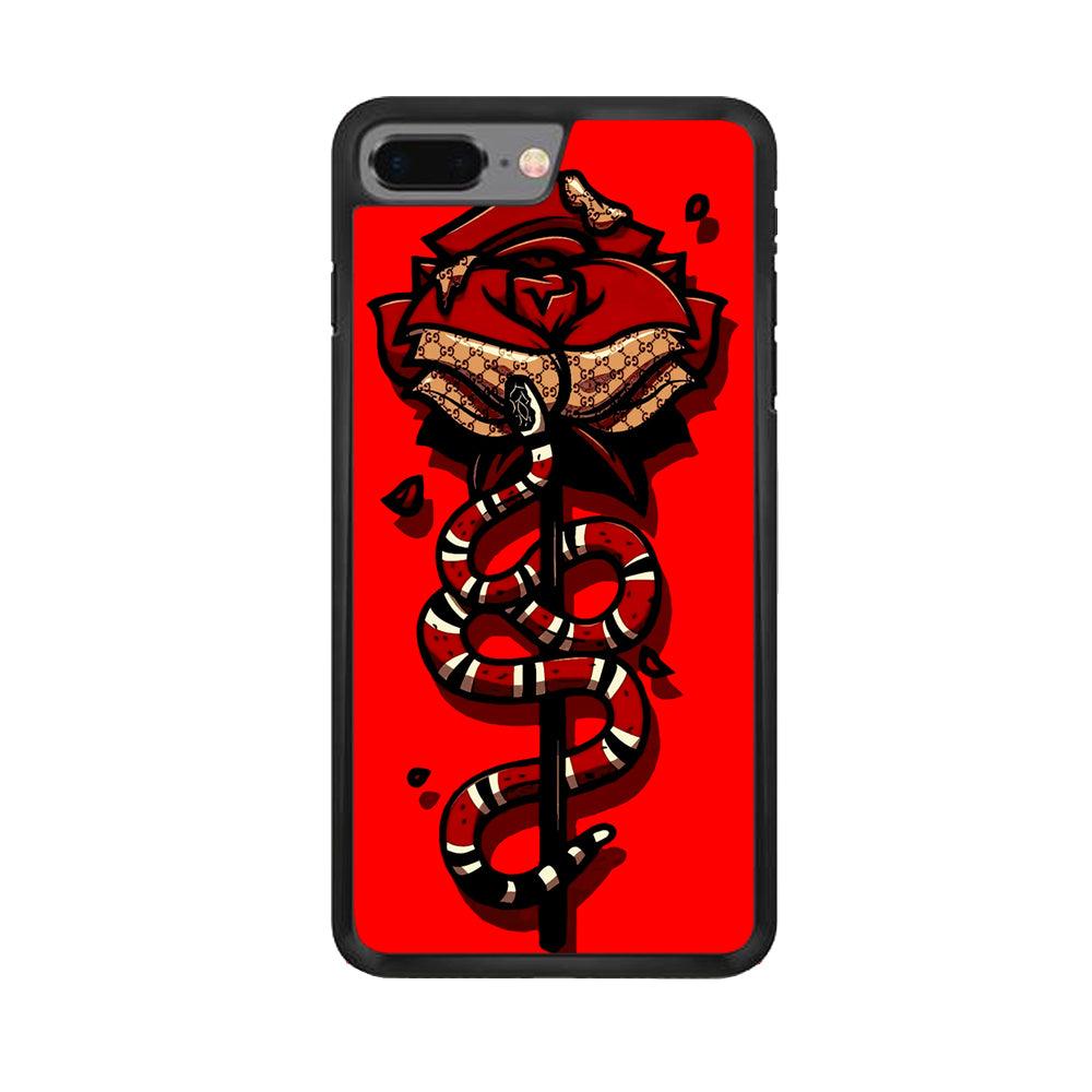 Red Rose Red Snake iPhone 8 Plus Case-Rubber / Black (2D Case)-Xtracase