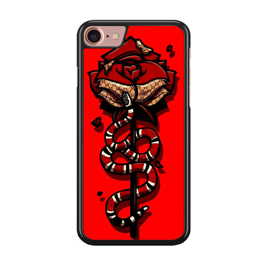 Red Rose Red Snake iPhone SE 2020 Case-Rubber / Black (2D Case)-Xtracase