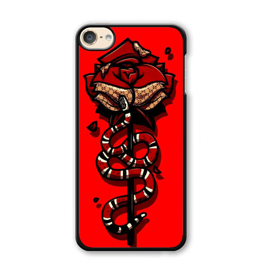 Red Rose Red Snake iPod Touch 6 Case-Plastic / Full Wrap (3D Case)-Xtracase