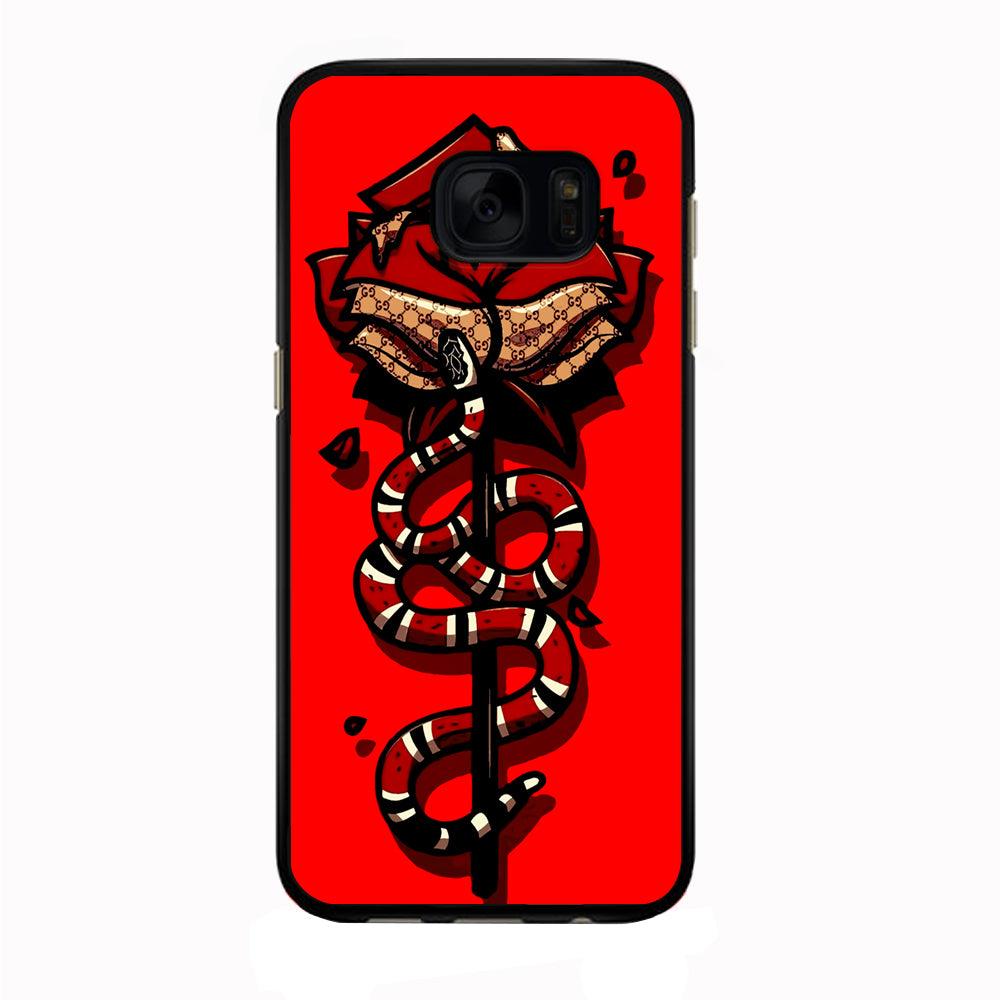 Red Rose Red Snake Samsung Galaxy S7 Edge Case-Rubber / Black (2D Case)-Xtracase