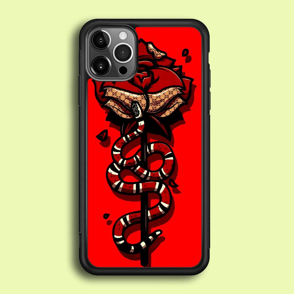 Red Rose Red Snake iPhone 12 Pro Case-Rubber / Black (2D Case)-Xtracase