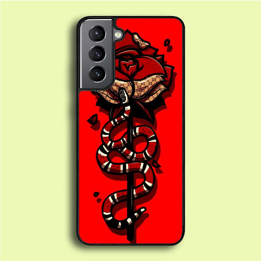 Red Rose Red Snake Samsung Galaxy S21 Plus Case-Rubber / White (2D Case)-Xtracase