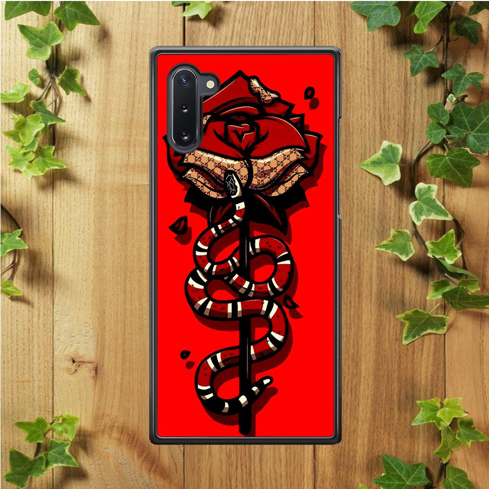 Red Rose Red Snake Samsung Galaxy Note 10 Case-Rubber / White (2D Case)-Xtracase