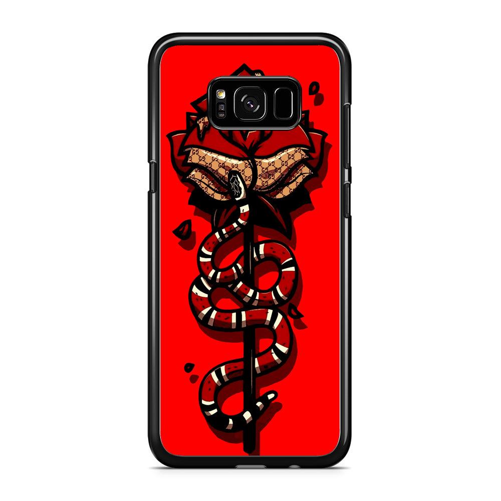 Red Rose Red Snake Samsung Galaxy S8 Case-Rubber / Black (2D Case)-Xtracase