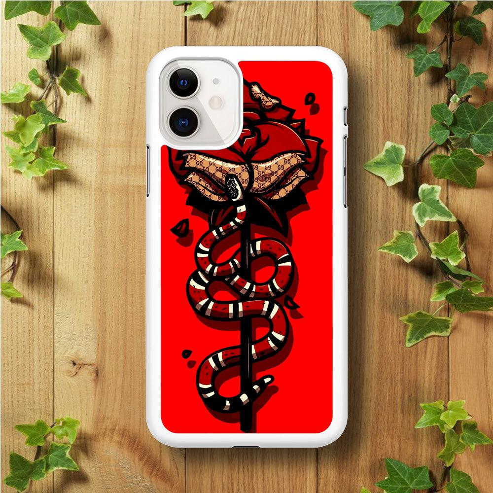 Red Rose Red Snake iPhone 11 Case-Rubber / White (2D Case)-Xtracase