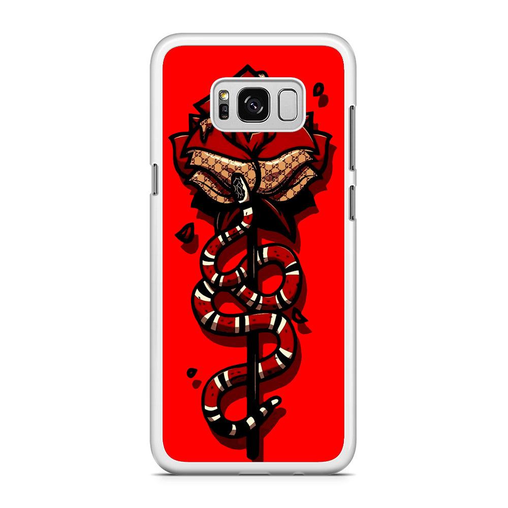 Red Rose Red Snake Samsung Galaxy S8 Case-Rubber / White (2D Case)-Xtracase
