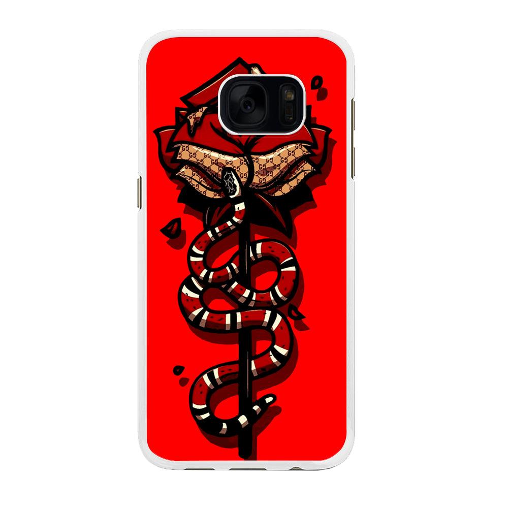Red Rose Red Snake Samsung Galaxy S7 Edge Case-Rubber / White (2D Case)-Xtracase