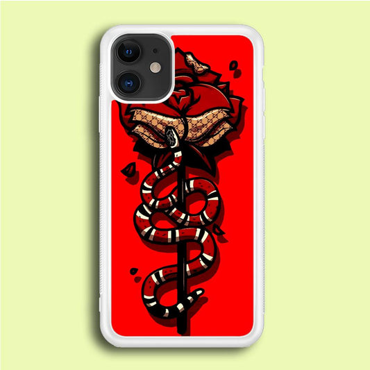 Red Rose Red Snake iPhone 12 Case-Rubber / White (2D Case)-Xtracase