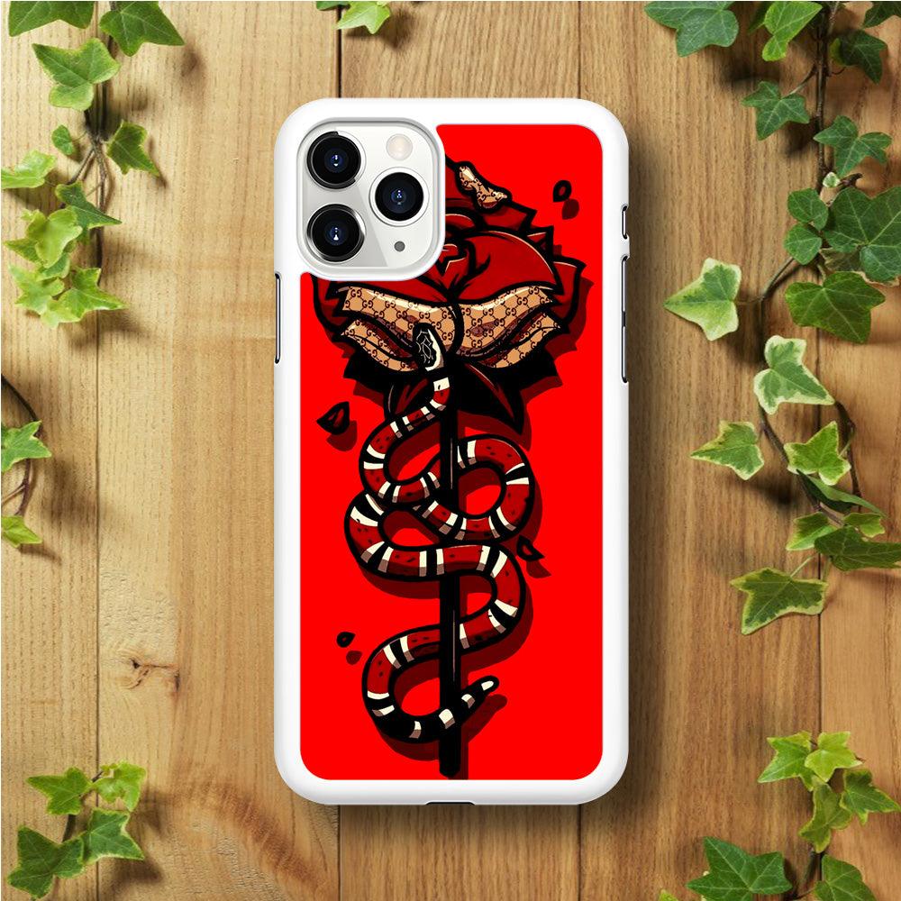 Red Rose Red Snake iPhone 11 Pro Case-Rubber / White (2D Case)-Xtracase