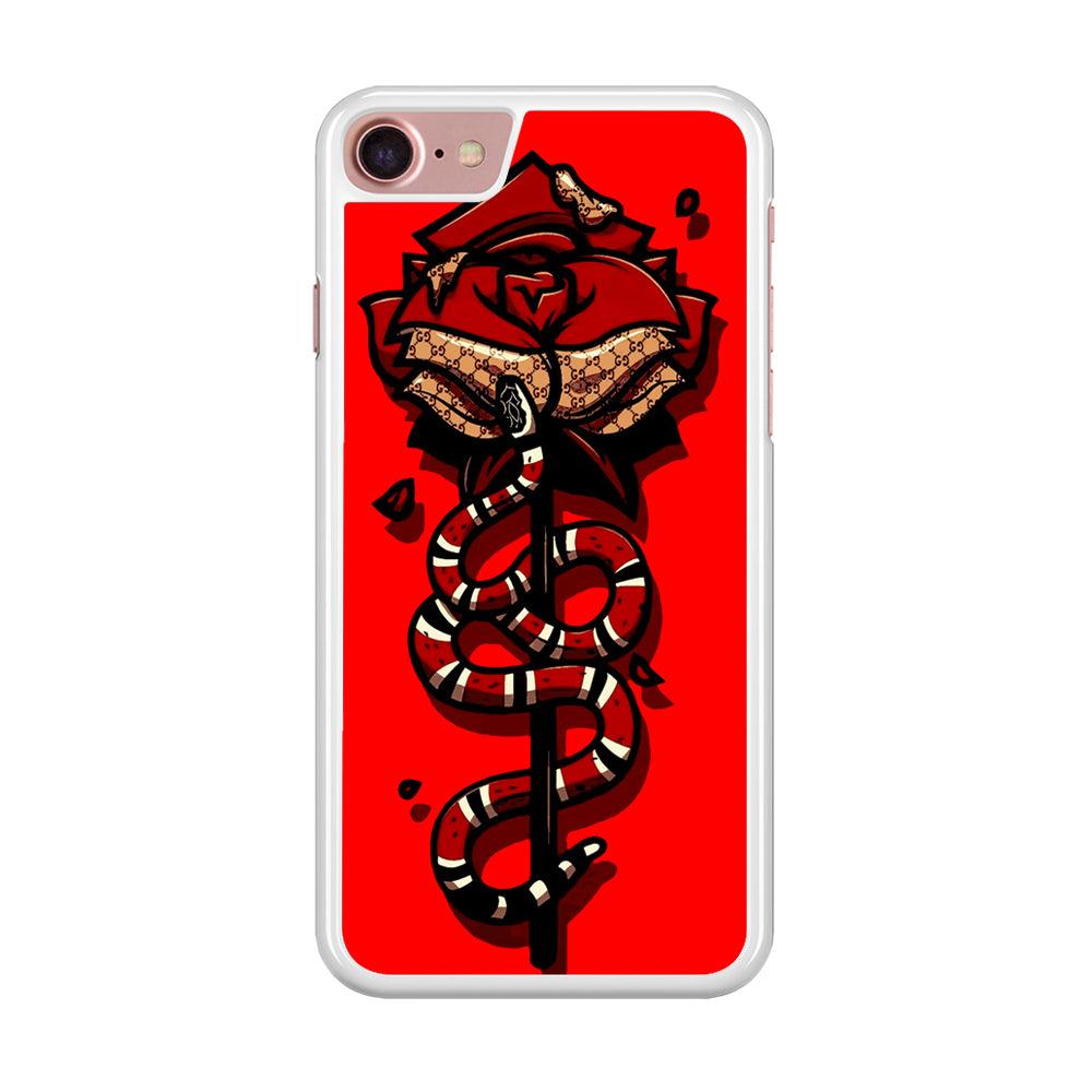 Red Rose Red Snake iPhone SE 2020 Case-Rubber / White (2D Case)-Xtracase