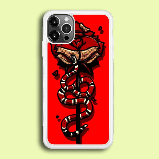 Red Rose Red Snake iPhone 12 Pro Case-Rubber / White (2D Case)-Xtracase