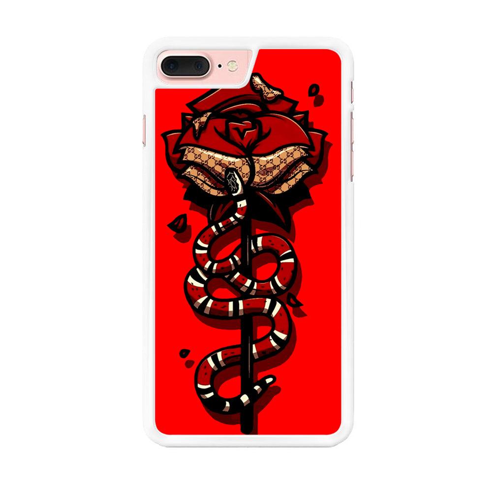 Red Rose Red Snake iPhone 8 Plus Case-Rubber / White (2D Case)-Xtracase
