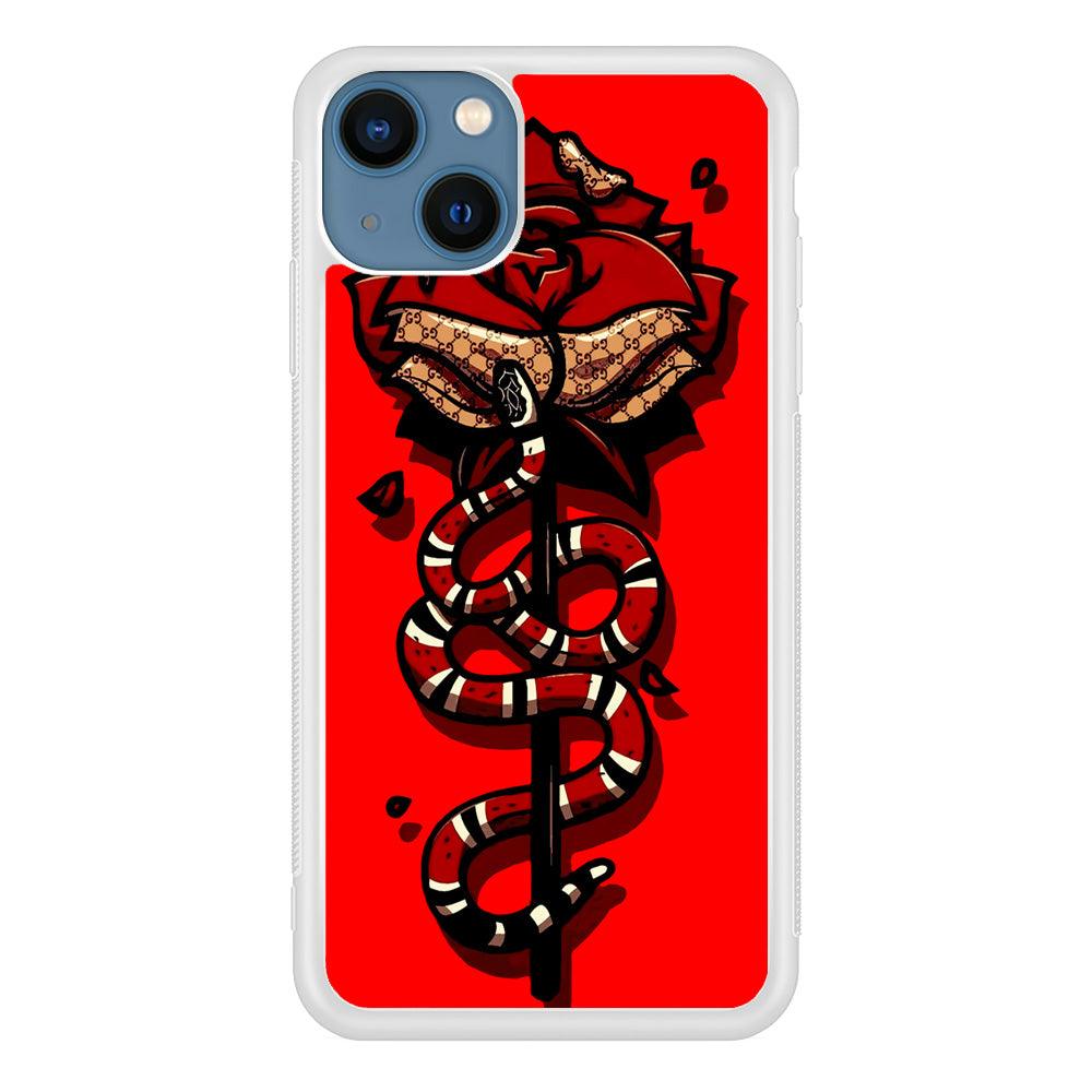 Red Rose Red Snake iPhone 13 Mini Case-Rubber / White (2D Case)-Xtracase