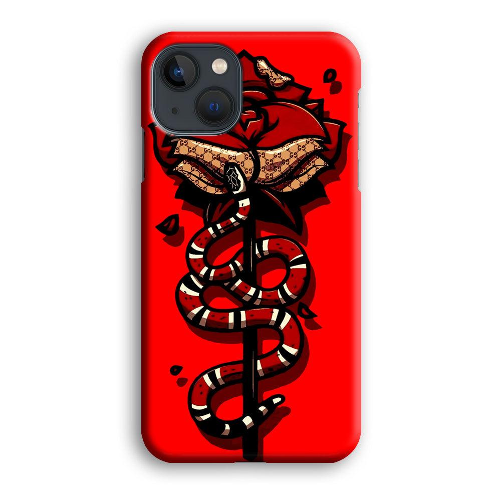 Red Rose Red Snake iPhone 13 Case-Plastic / Full Wrap (3D Case)-Xtracase