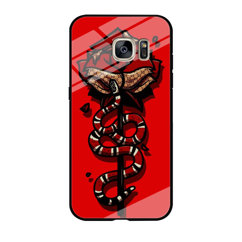 Red Rose Red Snake Samsung Galaxy S7 Edge Case-Tempered Glass Case-Xtracase