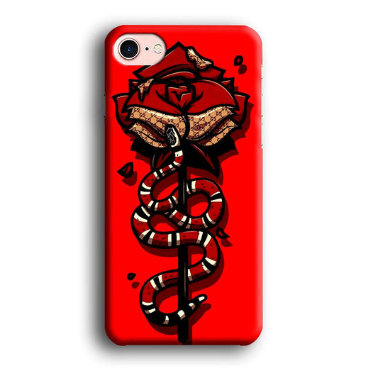 Red Rose Red Snake iPhone 8 Case-Plastic / Full Wrap (3D Case)-Xtracase