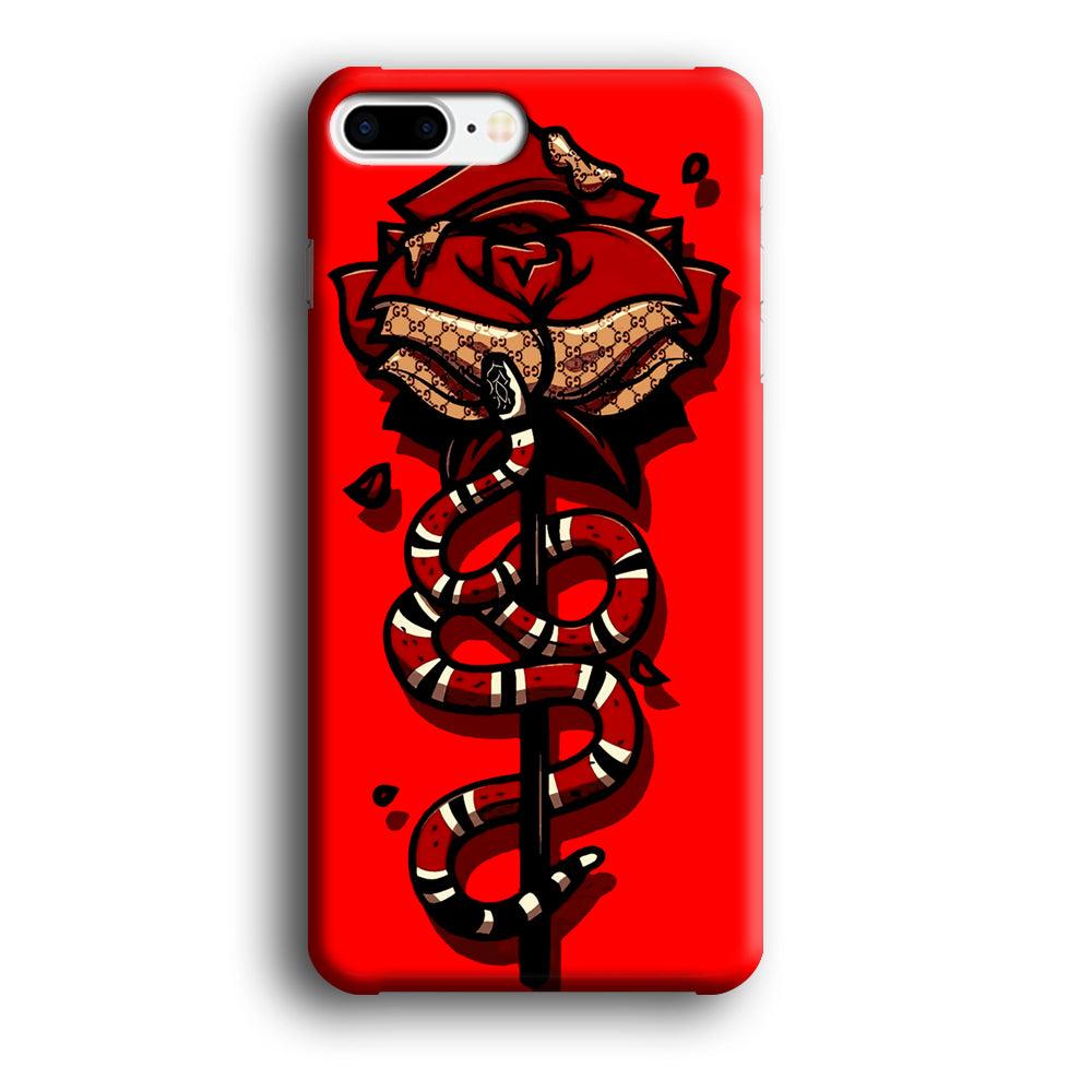 Red Rose Red Snake iPhone 8 Plus Case-Plastic / Full Wrap (3D Case)-Xtracase
