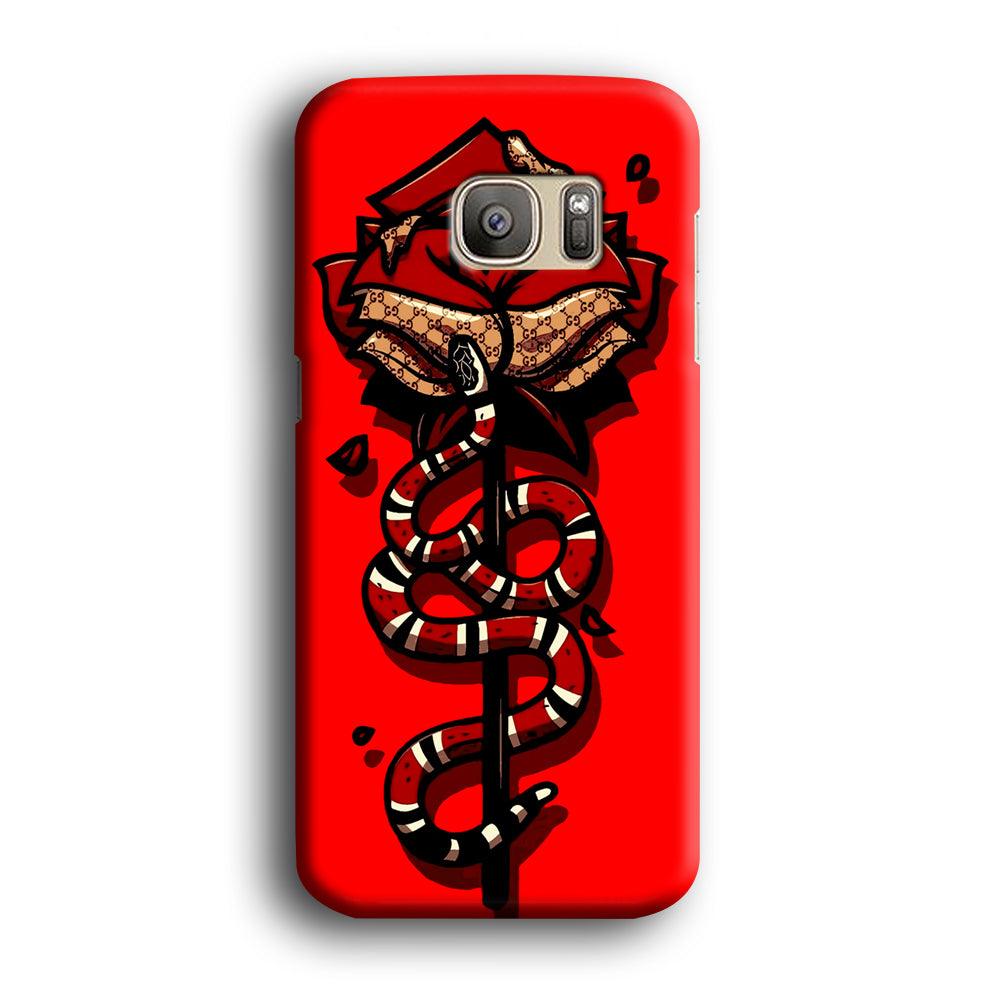 Red Rose Red Snake Samsung Galaxy S7 Edge Case-Plastic / Full Wrap (3D Case)-Xtracase