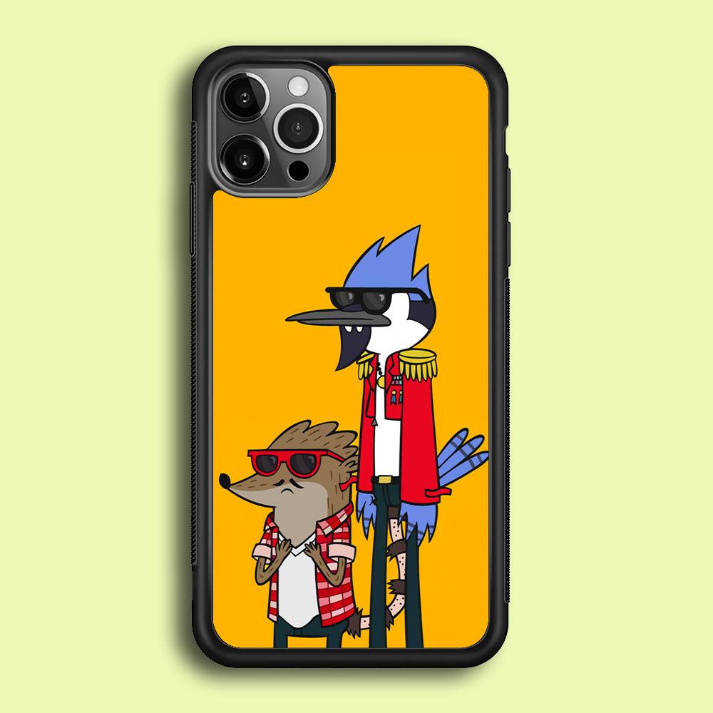 Regular Show Rigby and Mordecai iPhone 12 Pro Case-Rubber / Black (2D Case)-Xtracase