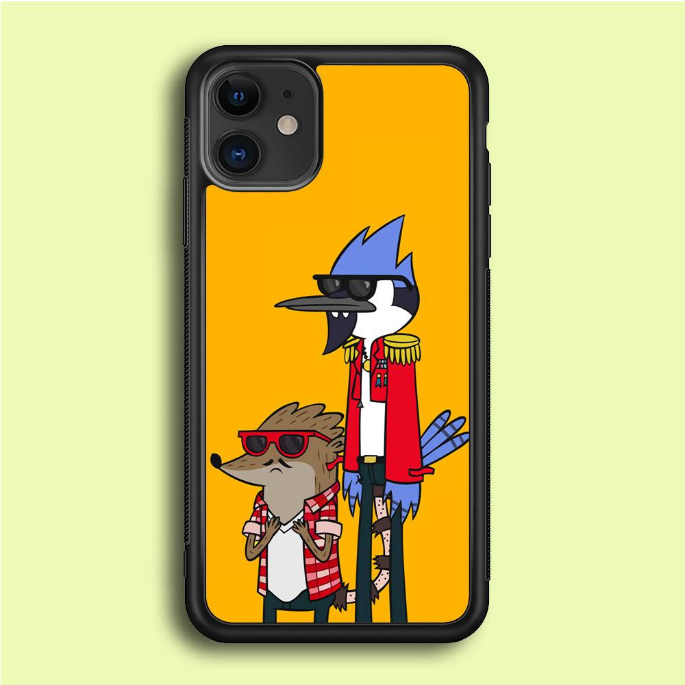 Regular Show Rigby and Mordecai iPhone 12 Case-Rubber / Black (2D Case)-Xtracase