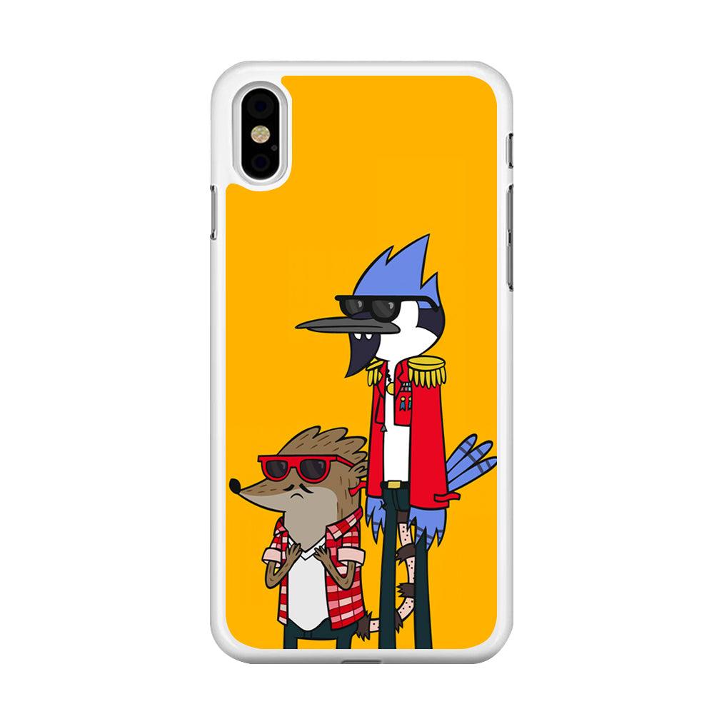 Regular Show Rigby and Mordecai iPhone Xs Max Case-Rubber / White (2D Case)-Xtracase