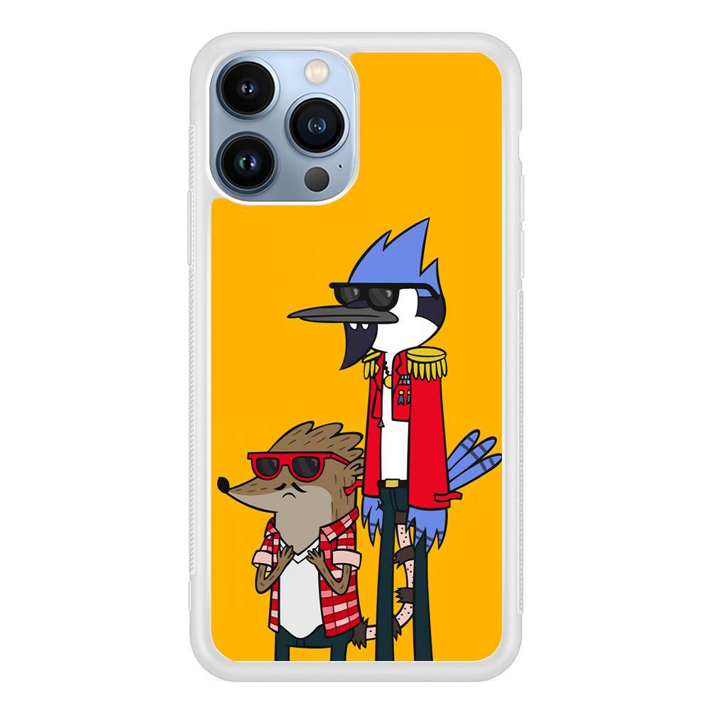 Regular Show Rigby and Mordecai iPhone 13 Pro Case-Rubber / White (2D Case)-Xtracase