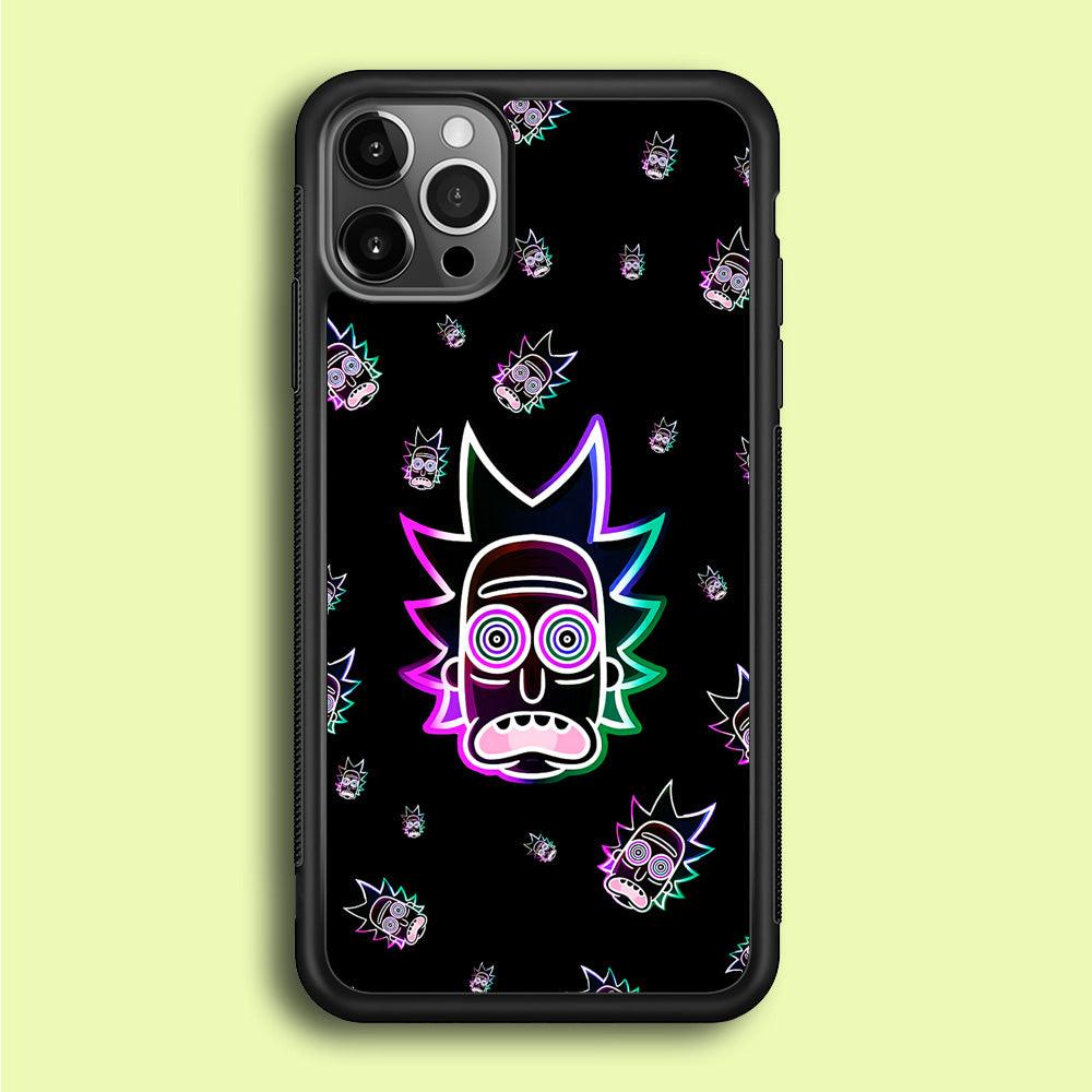 Rick Face Neon iPhone12 Pro Case-Rubber / Black (2D Case)-Xtracase
