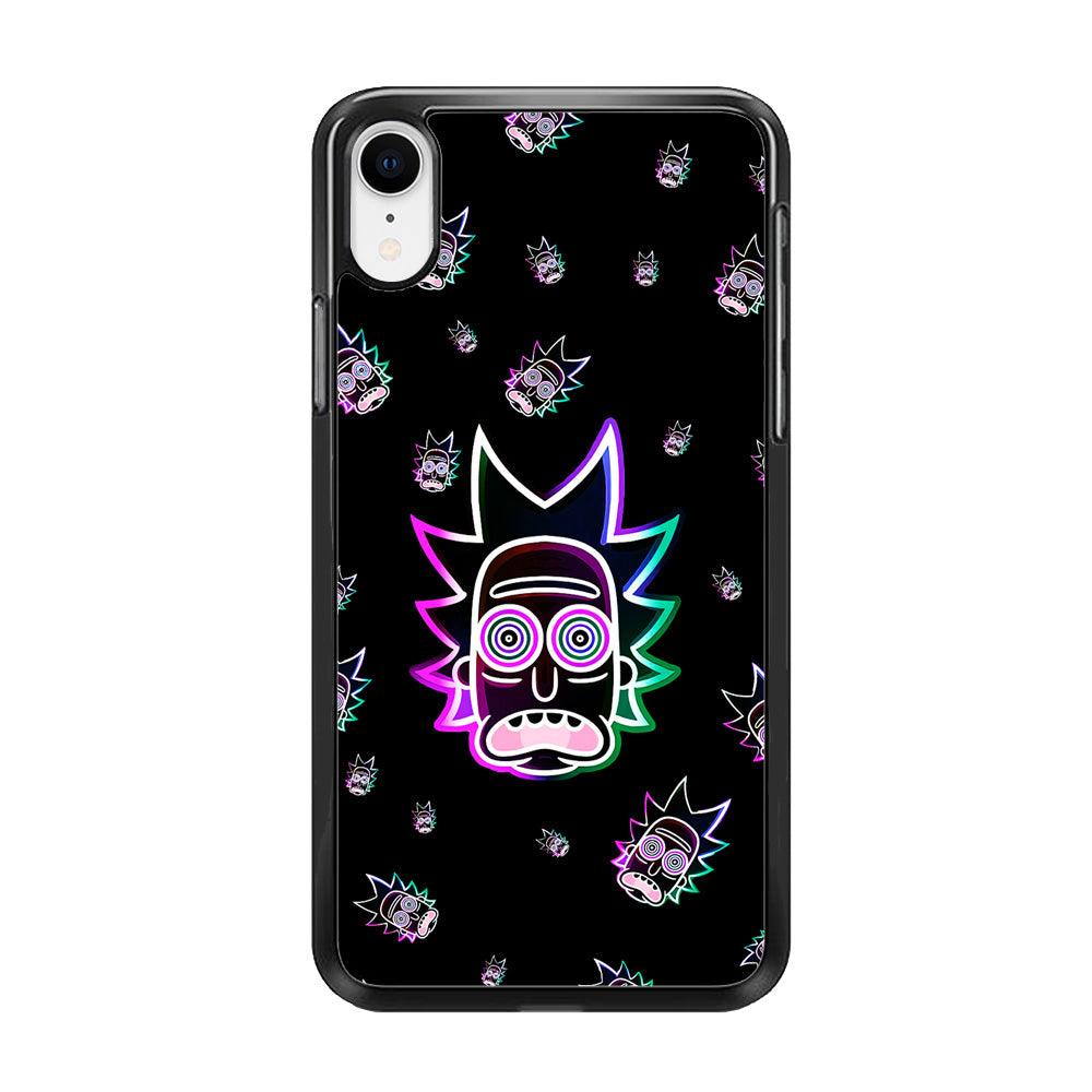 Rick Face Neon iPhone XR Case-Rubber / Black (2D Case)-Xtracase