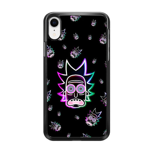 Rick Face Neon iPhone XR Case-Rubber / Black (2D Case)-Xtracase