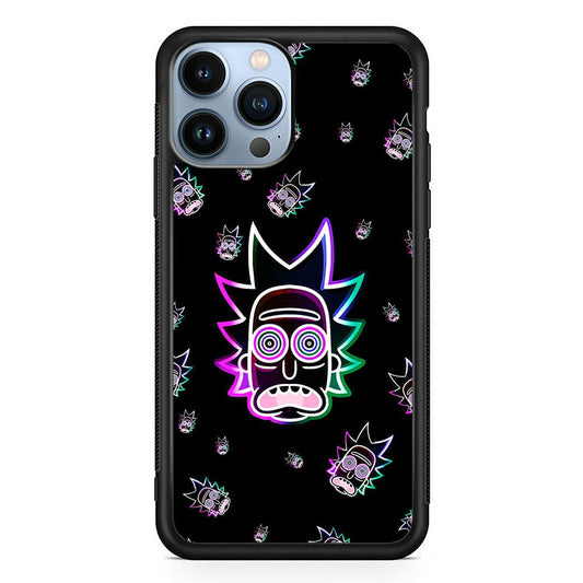 Rick Face Neon iPhone 13 Pro Max Case-Rubber / Black (2D Case)-Xtracase