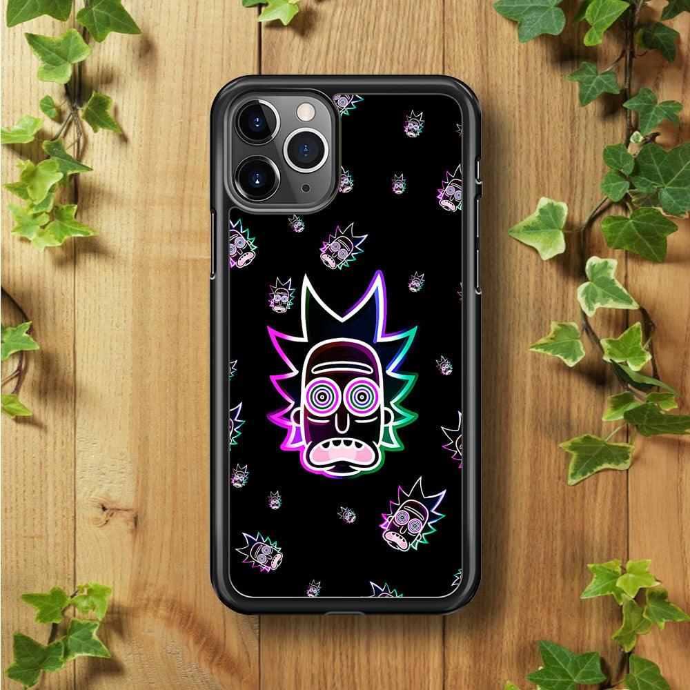 Rick Face Neon iPhone 11 Pro Case-Rubber / Black (2D Case)-Xtracase