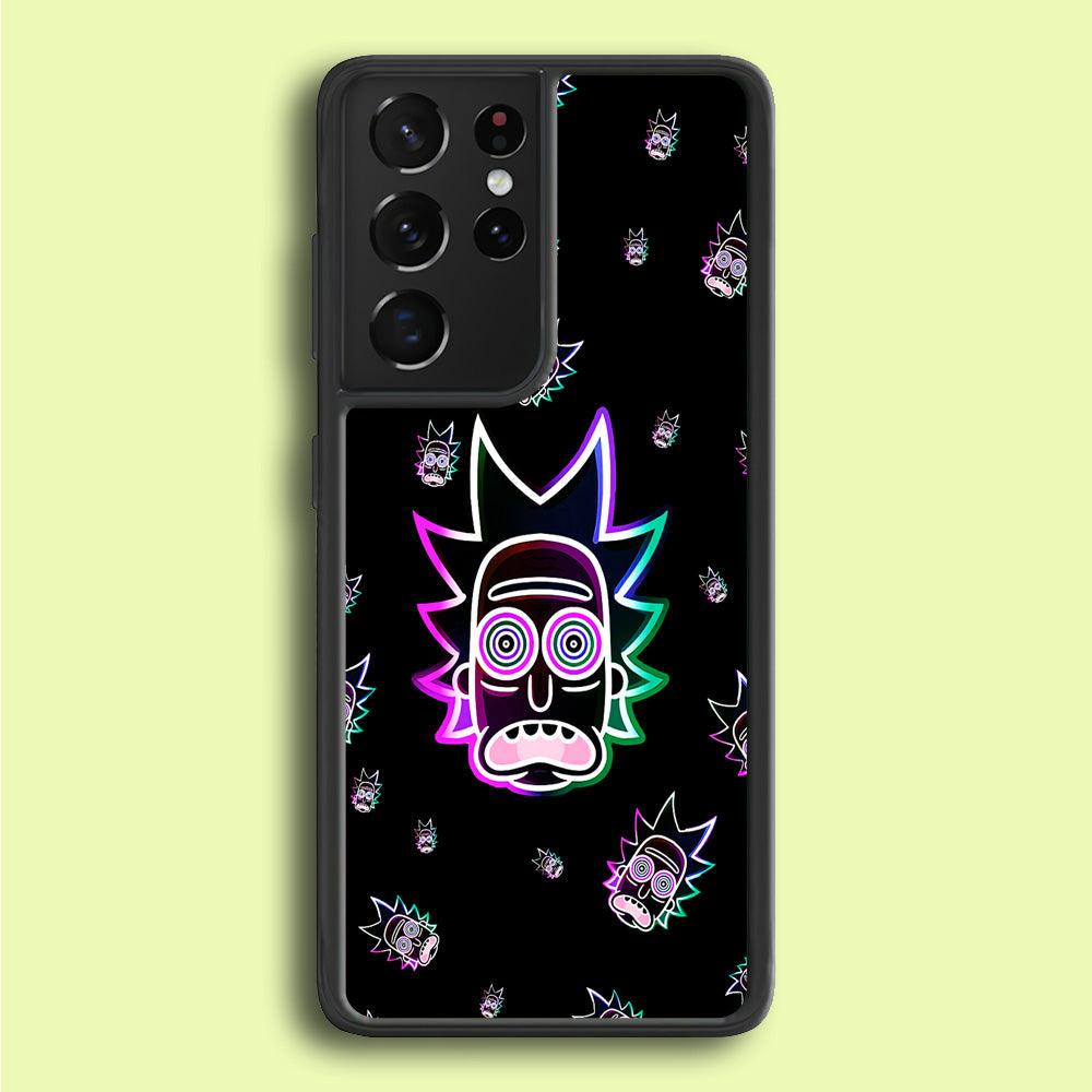 Rick Face Neon Samsung Galaxy S25 Ultra Case-Rubber / Black (2D Case)-Xtracase