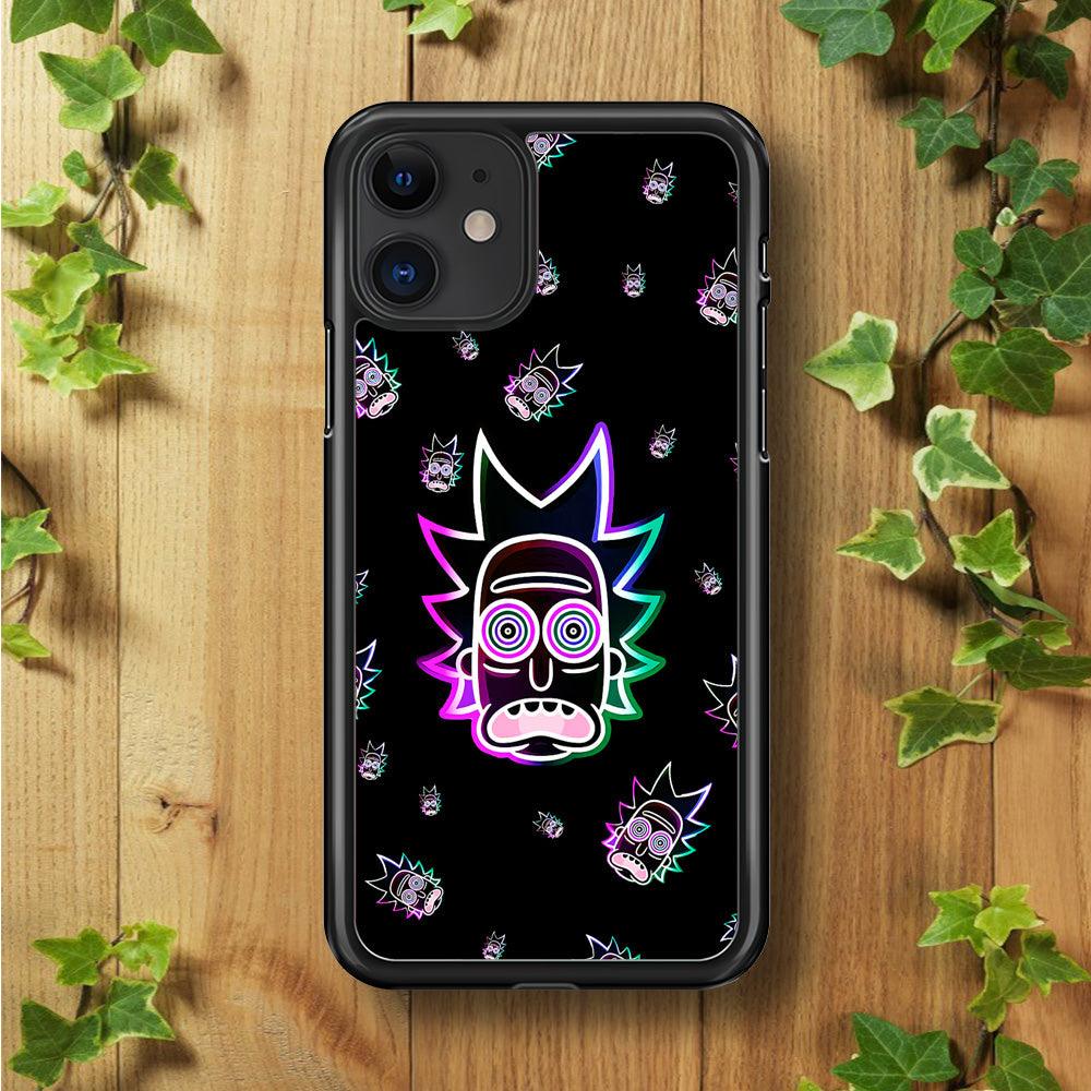 Rick Face Neon iPhone 11 Case-Rubber / Black (2D Case)-Xtracase