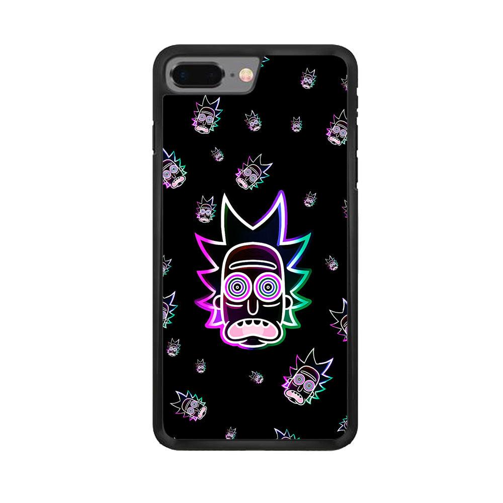 Rick Face Neon iPhone 8 Plus Case-Rubber / Black (2D Case)-Xtracase