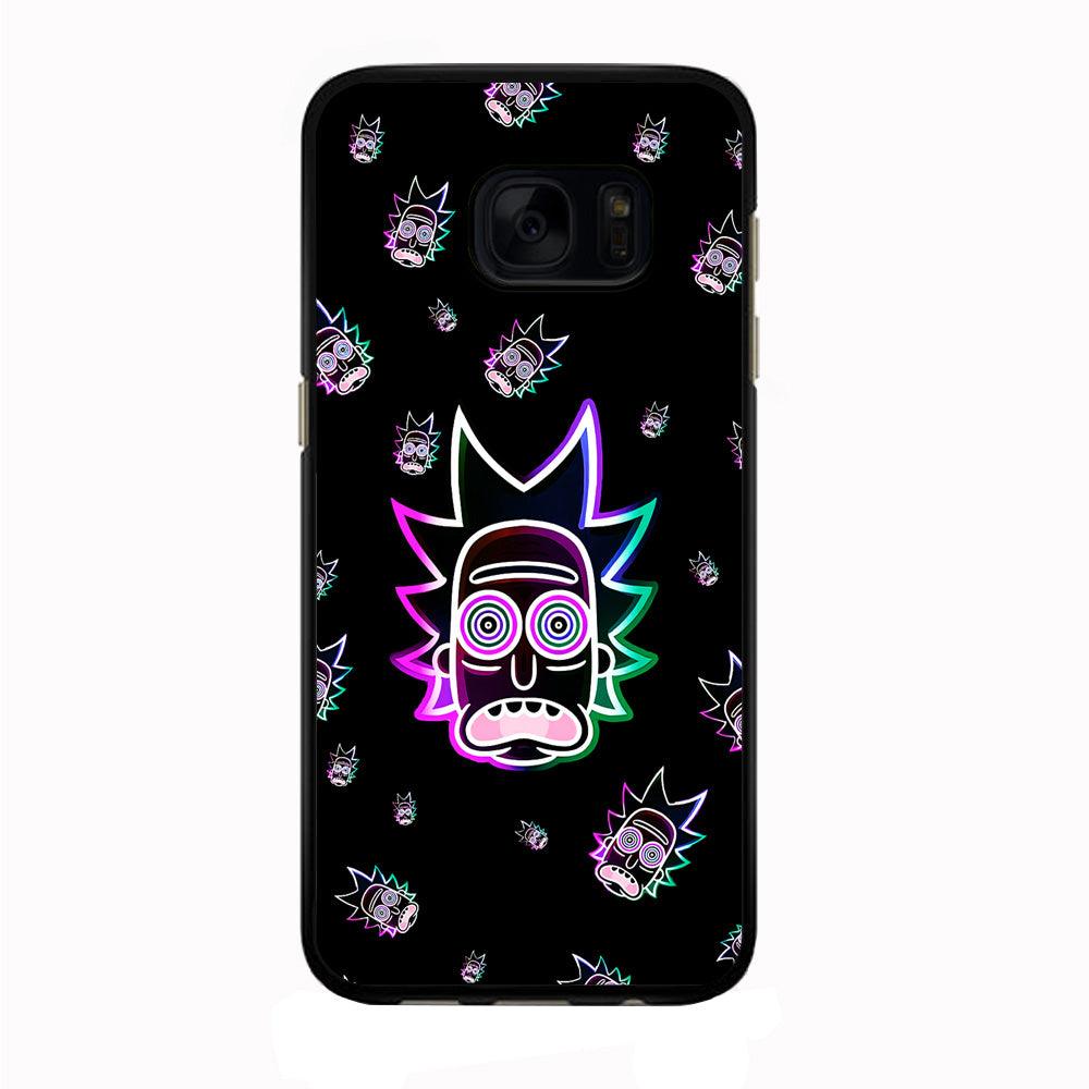 Rick Face Neon Samsung Galaxy S7 Edge Case-Rubber / Black (2D Case)-Xtracase