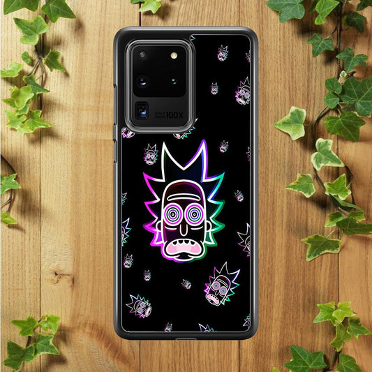 Rick Face Neon Samsung Galaxy S20 Ultra Case-Rubber / White (2D Case)-Xtracase